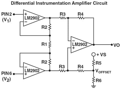 Typical differential amplifier circuitry